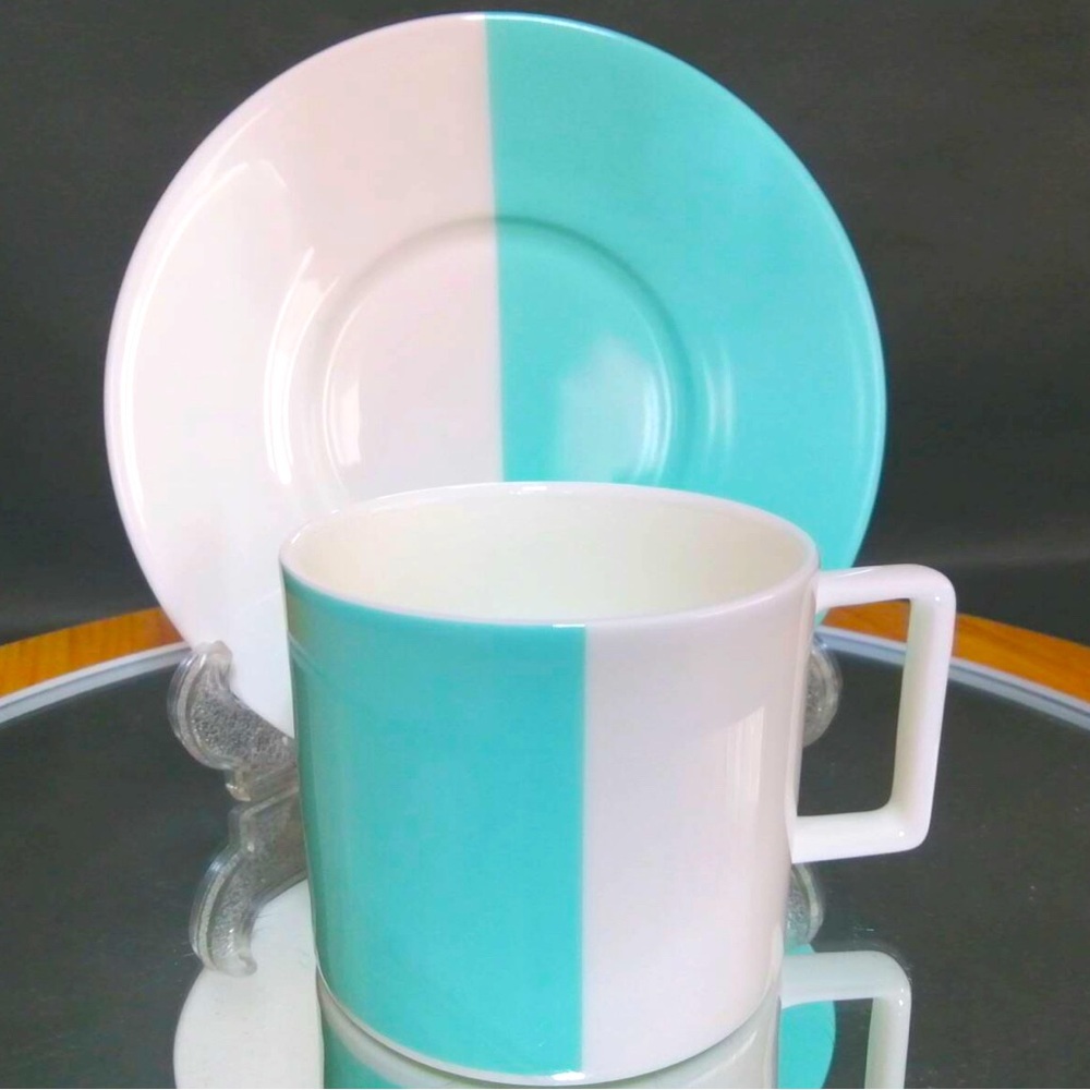 NEW Tiffany & Co Color Block Tea Cup and Saucer